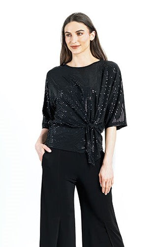Shimmer Embellished - Side Tie Top - Black