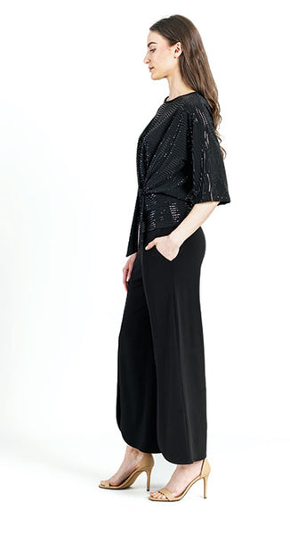 Shimmer Embellished - Side Tie Top - Black