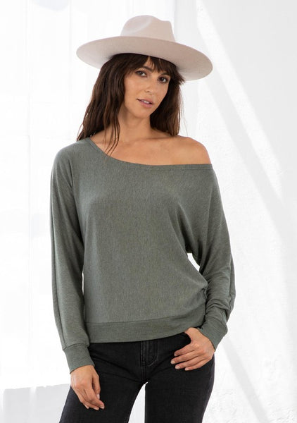 Athleisure French Terry Dolman Sleeve Pullover Top