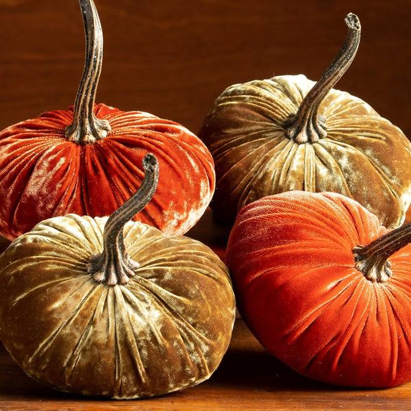 Handmade Small Velvet Pumpkin-Bronze