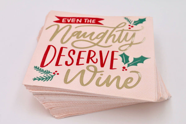3 ply Cocktail Napkins 20 Count | Naughty Deserve Wine