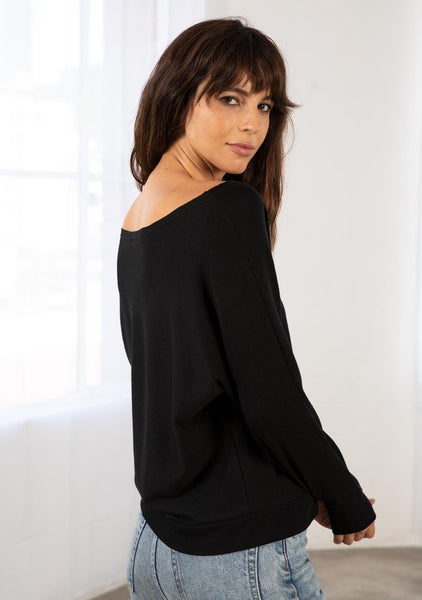 Athleisure French Terry Dolman Sleeve Pullover Top