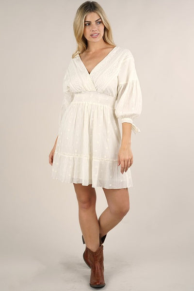 White Bohemian Floral Embroidered Mini Dress