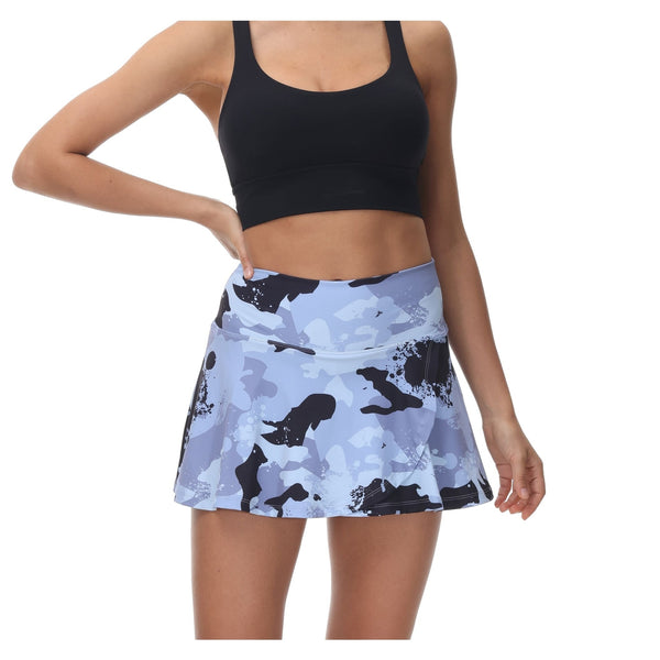 Black & Grey Camo Athleisure Skort