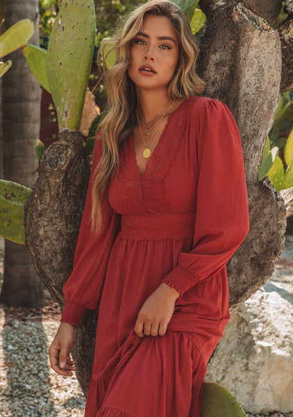 Bohemian Long Sleeve Tiered Maxi Dress