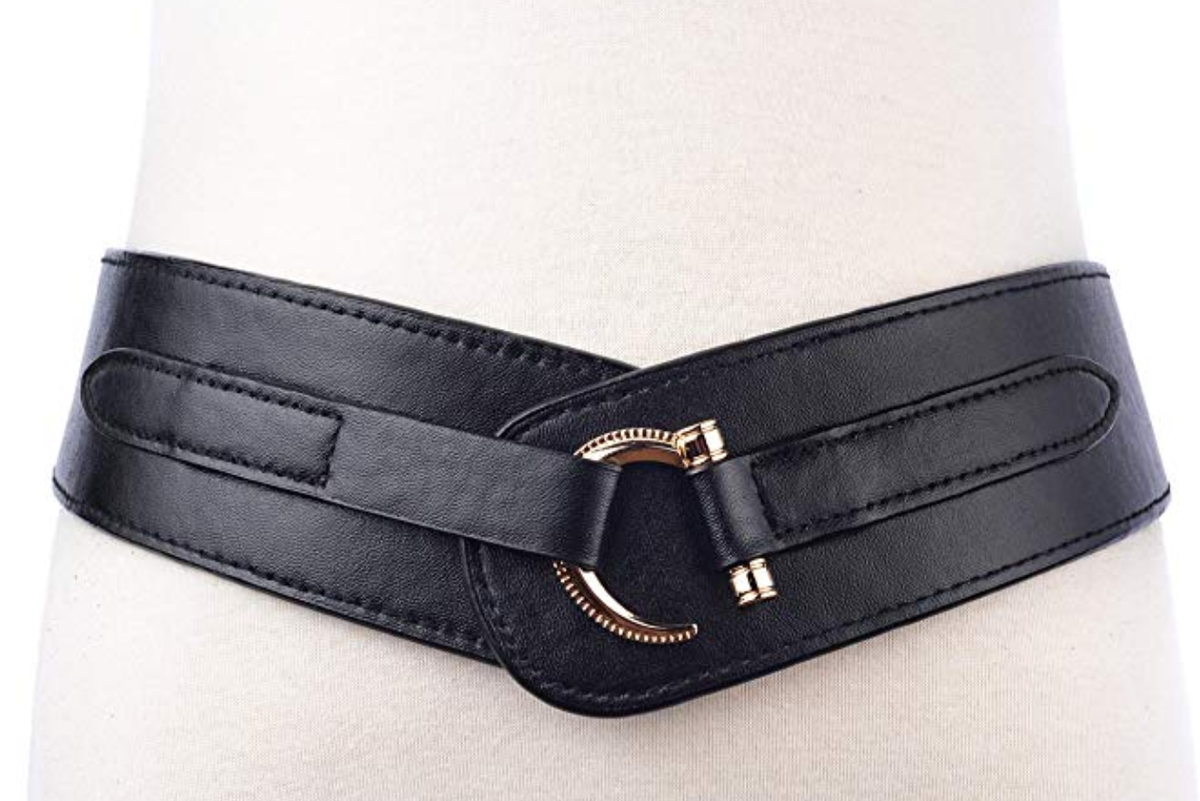 Leather Wide Elastic Stretch Cinch Belt Leather Wide Elastic Stretch Cinch Belt