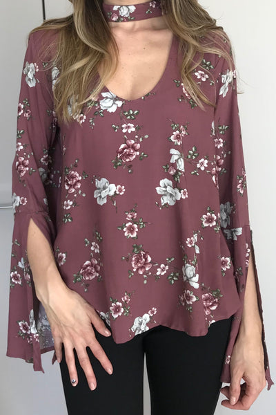 BOHO FLORAL TUNIC - Mauve