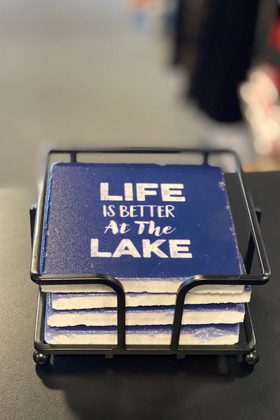 Life Is Better At The Lake Stone Coaster Gift Set