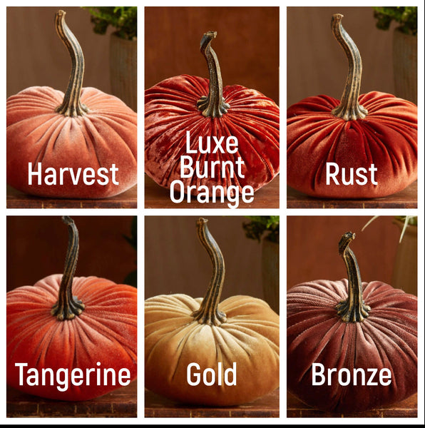 Handmade Small Velvet Pumpkin-Bronze