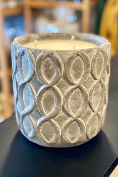 JUMBO GRAY STONE CANDLE -Apple Maple Bourbon