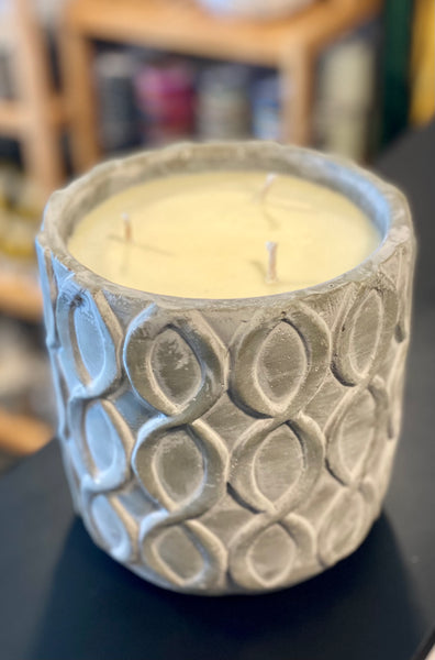 JUMBO GRAY STONE CANDLE -Apple Maple Bourbon