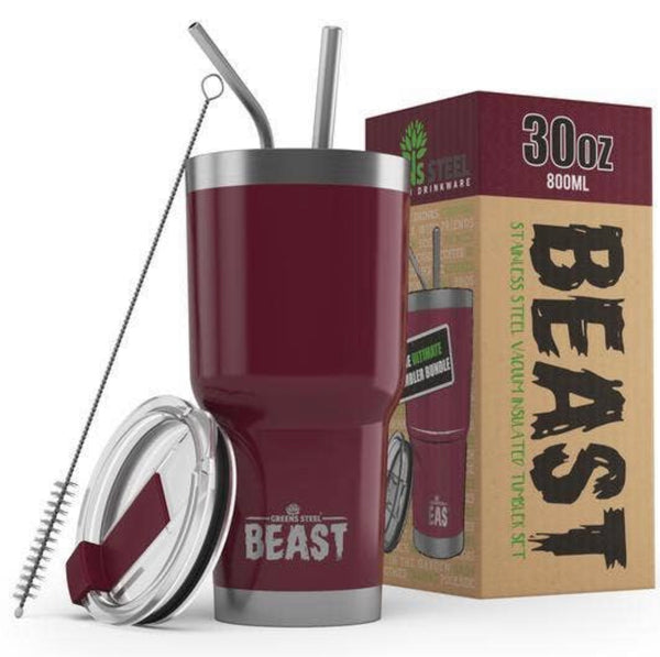 30 oz Cranberry Red Reusable Stainless Steel Double Insulated Tumbler