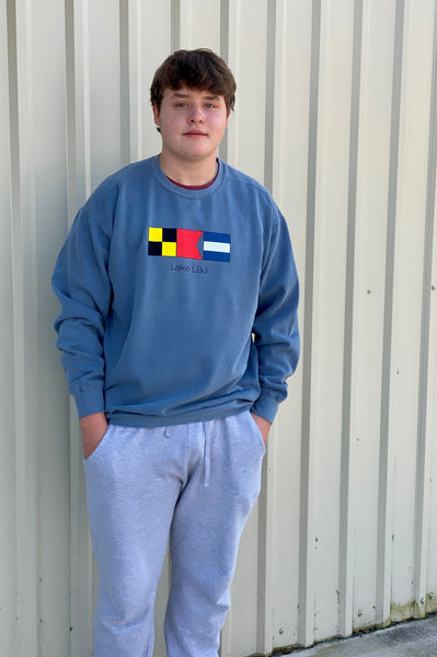 Comfort Colors Lake LBJ Nautical Flags Sweatshirt