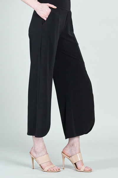 Front Slit Ankle Petal Pant - Black