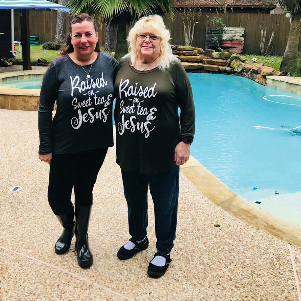 Raised On Sweat Tea & Jesus Scoop Neck