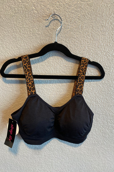 Black Basic Bra w/ Black Leopard