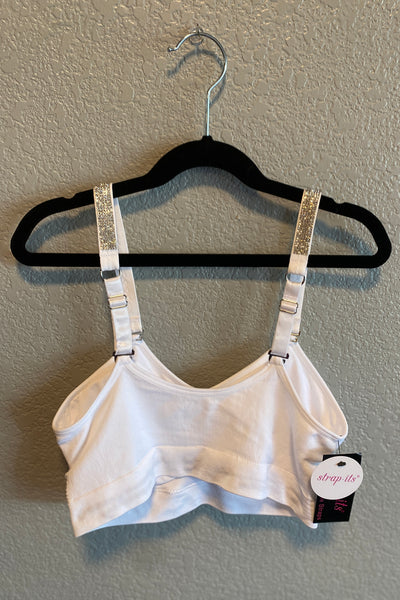 White Basic Bra w/ Crystals