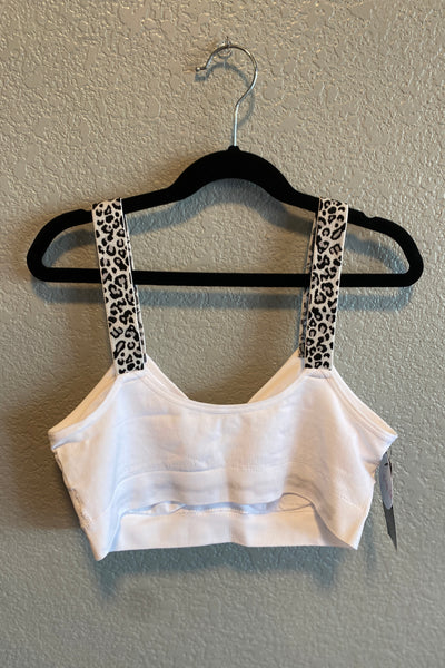 White Basic Bra w/ B&W Cheetah