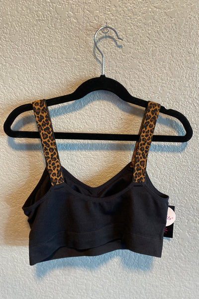 Black Basic Bra w/ Black Leopard