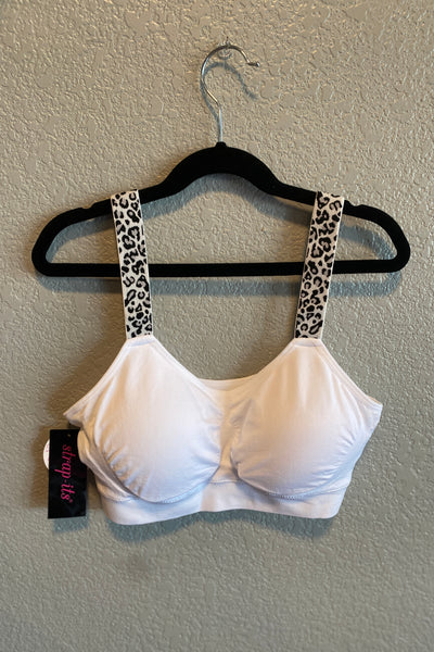 White Basic Bra w/ B&W Cheetah
