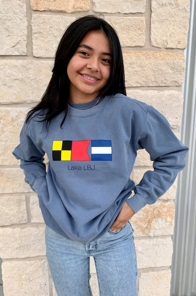 Comfort Colors Lake LBJ Nautical Flags Sweatshirt