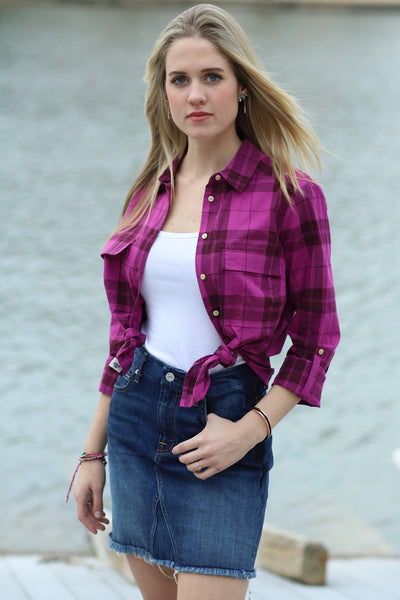 U.S. POLO ASSN. Long Sleeve Two-Pocket Plaid Shirt