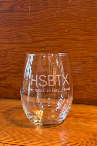 Etched Stemless Wine Glass - HSBTX 2023