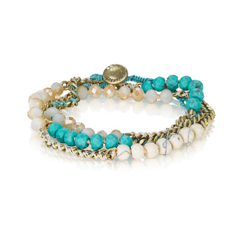 Bead + Chain Turquoise Wrap Bracelet