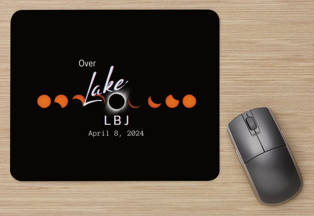 Eclipse 2024 Over Lake LBJ Mouse Pad