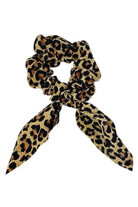 Leopard silk scrunchie w/ oversized bow