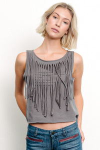 PRE WASHED Recycled Cotton Fringe Graphic T