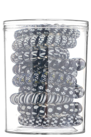 Spiral Hair Ties - Black / White