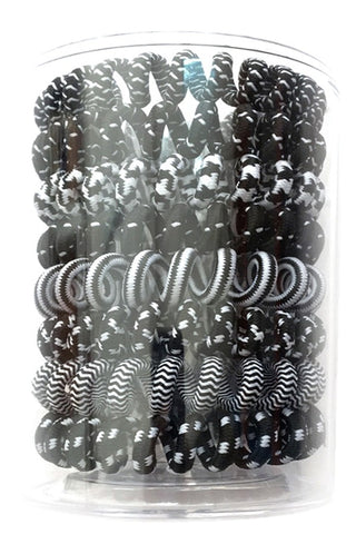 Spiral Hair Ties - Black / White