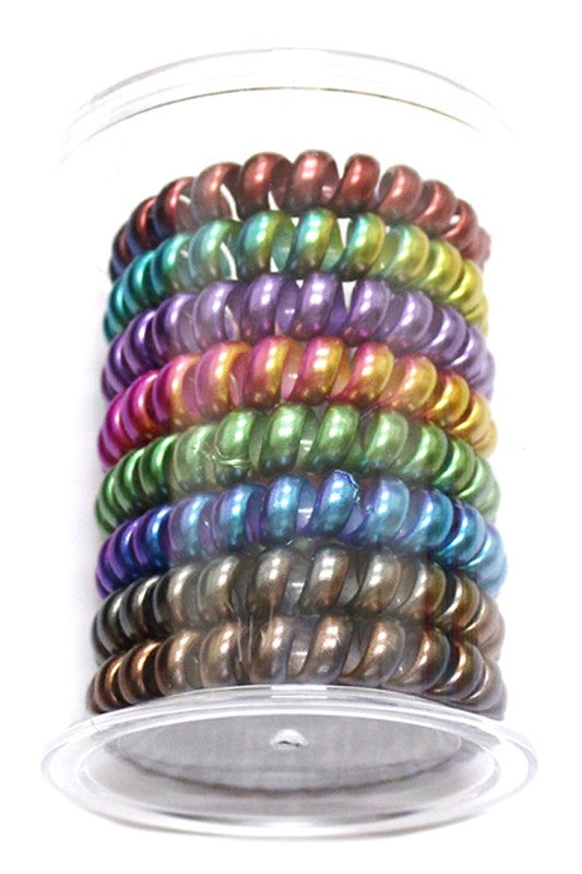 Spiral Hair Ties -  Iridescent Multi-Color
