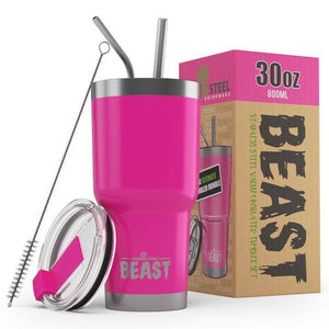 30 oz Hot Pink Reusable Stainless Steel Double Insulated Tumbler