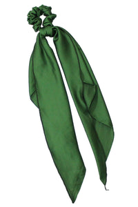 Hunter Green Scrunchie with Silk Scarf
