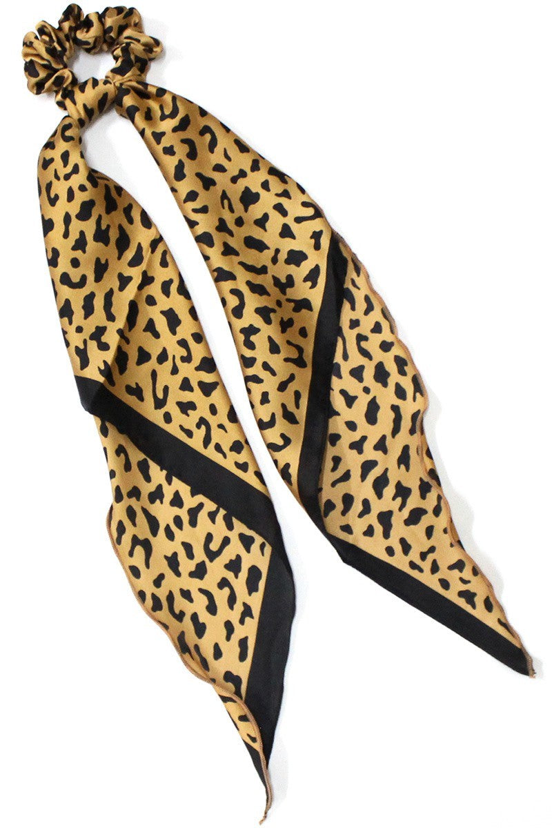 Leopard Print Scrunchie with Silk Scarf