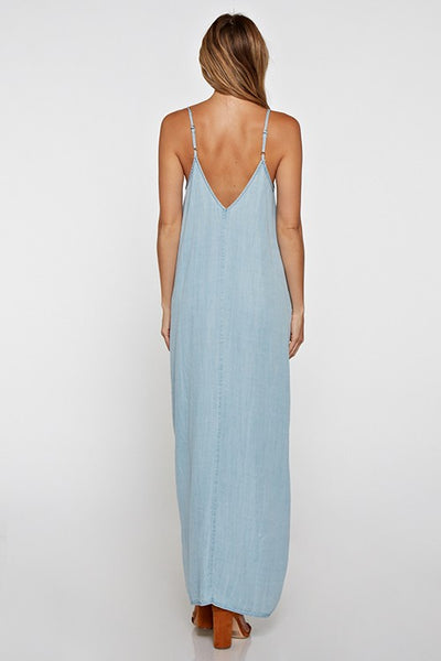 Tencel Sleeveless V-Neck Maxi Dress