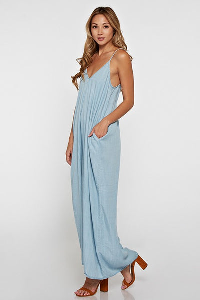 Tencel Sleeveless V-Neck Maxi Dress