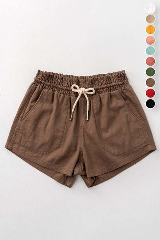ROPE DRAWSTRING LINEN SHORTS