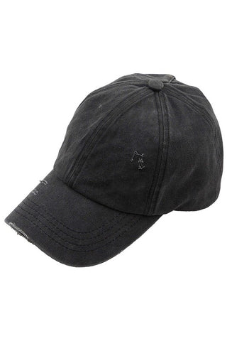 C.C. Distressed Denim Cap