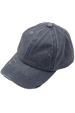 C.C. Distressed Denim Cap