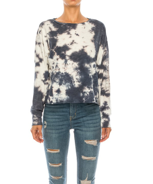 TIE DYED COTTON PULLOVER LONG SLEEVE