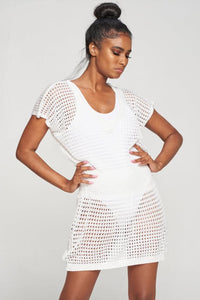 White Crochet Dress Top Coverup