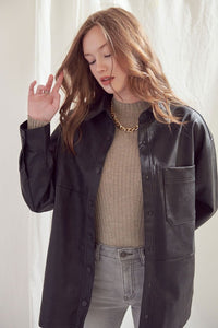 Trendsetting Vibes Faux Leather Shacket