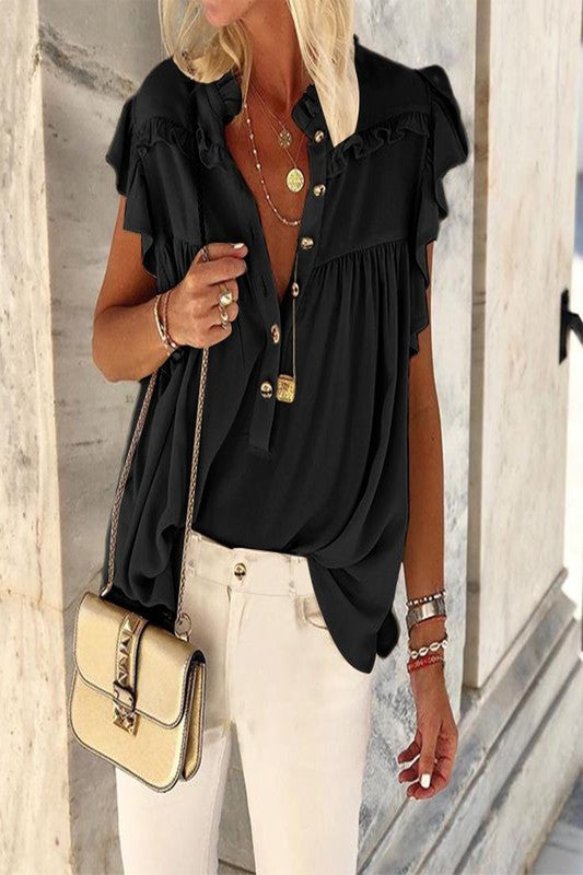 Ruffle Button Down Top