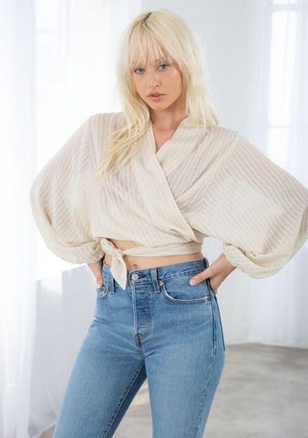 Bohemian Sheer Kimono Tie Front Top