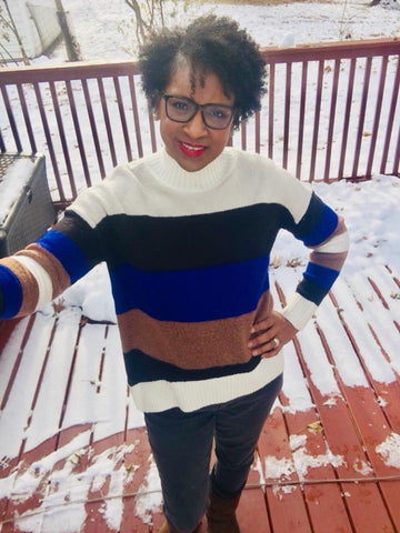 ROMEO & JULIET COUTURE Striped Turtleneck Sweater