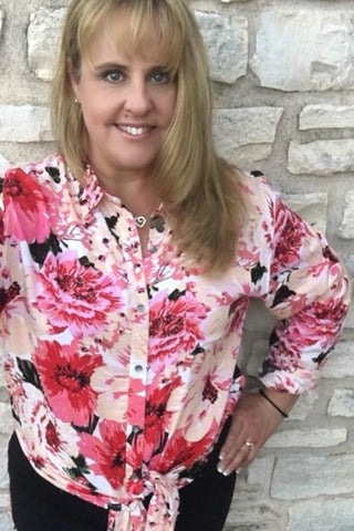 Jag Jeans Magnolia Tunic in Rayon Print - Pink Poppies