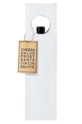 Vegan Leather Wine Bag White